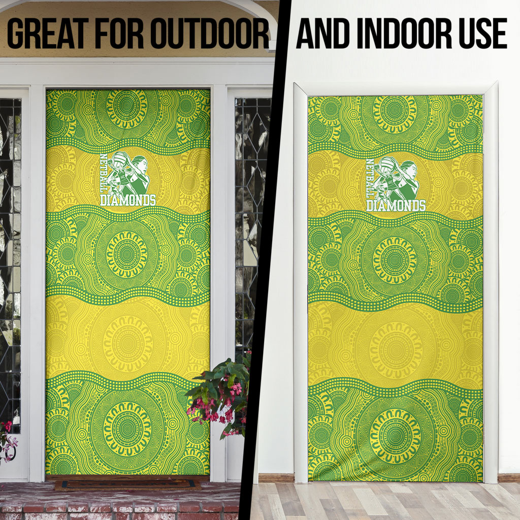 Australian Diamonds Netball Door Cover Indigenous Aboriginal Art Style Dot Pattern Graphics