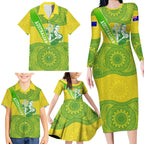 Australian Diamonds Netball Family Matching Long Sleeve Bodycon Dress and Hawaiian Shirt Indigenous Aboriginal Art Style Dot Pattern Graphics