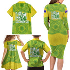 Australian Diamonds Netball Family Matching Long Sleeve Bodycon Dress and Hawaiian Shirt Indigenous Aboriginal Art Style Dot Pattern Graphics