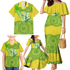 Australian Diamonds Netball Family Matching Mermaid Dress and Hawaiian Shirt Indigenous Aboriginal Art Style Dot Pattern Graphics