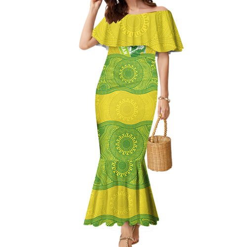 Australian Diamonds Netball Family Matching Mermaid Dress and Hawaiian Shirt Indigenous Aboriginal Art Style Dot Pattern Graphics