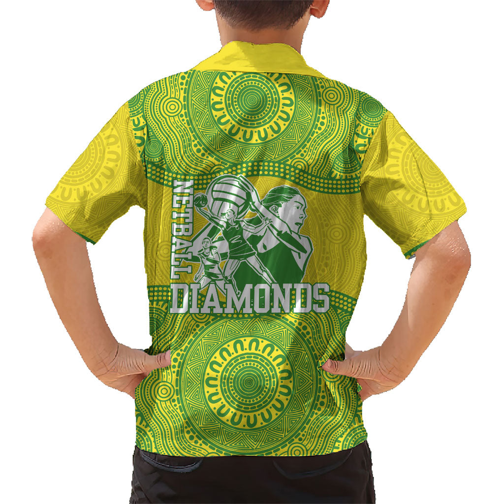 Australian Diamonds Netball Family Matching Off The Shoulder Long Sleeve Dress and Hawaiian Shirt Indigenous Aboriginal Art Style Dot Pattern Graphics