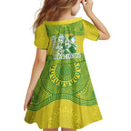Australian Diamonds Netball Family Matching Off The Shoulder Long Sleeve Dress and Hawaiian Shirt Indigenous Aboriginal Art Style Dot Pattern Graphics