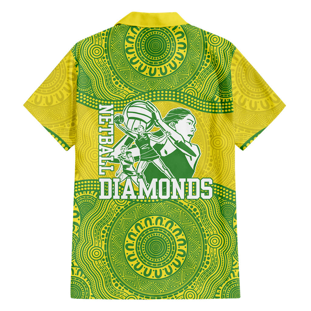 Australian Diamonds Netball Family Matching Off The Shoulder Long Sleeve Dress and Hawaiian Shirt Indigenous Aboriginal Art Style Dot Pattern Graphics