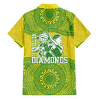 Australian Diamonds Netball Family Matching Off The Shoulder Long Sleeve Dress and Hawaiian Shirt Indigenous Aboriginal Art Style Dot Pattern Graphics