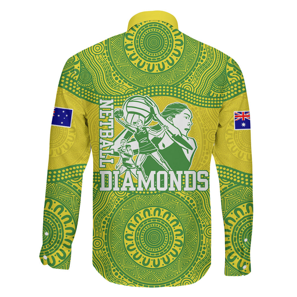 Australian Diamonds Netball Family Matching Off The Shoulder Long Sleeve Dress and Hawaiian Shirt Indigenous Aboriginal Art Style Dot Pattern Graphics