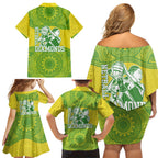Australian Diamonds Netball Family Matching Off Shoulder Short Dress and Hawaiian Shirt Indigenous Aboriginal Art Style Dot Pattern Graphics
