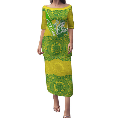 Australian Diamonds Netball Family Matching Puletasi and Hawaiian Shirt Indigenous Aboriginal Art Style Dot Pattern Graphics