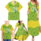 Australian Diamonds Netball Family Matching Summer Maxi Dress and Hawaiian Shirt Indigenous Aboriginal Art Style Dot Pattern Graphics