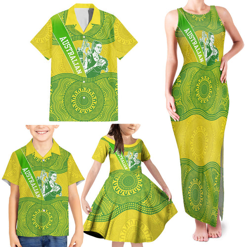 Australian Diamonds Netball Family Matching Tank Maxi Dress and Hawaiian Shirt Indigenous Aboriginal Art Style Dot Pattern Graphics