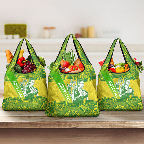 Australian Diamonds Netball Grocery Bag Indigenous Aboriginal Art Style Dot Pattern Graphics