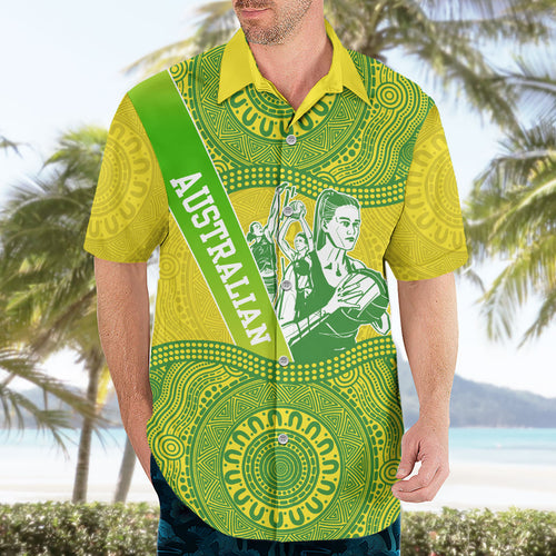 Australian Diamonds Netball Hawaiian Shirt Indigenous Aboriginal Art Style Dot Pattern Graphics