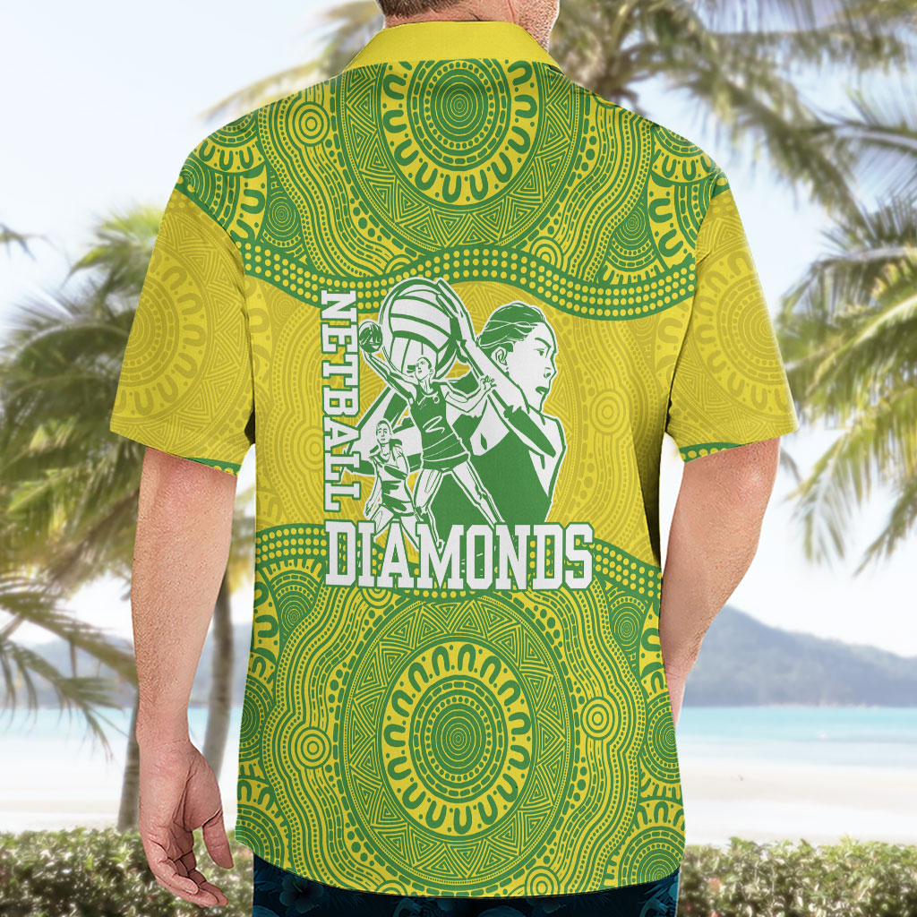 Australian Diamonds Netball Hawaiian Shirt Indigenous Aboriginal Art Style Dot Pattern Graphics