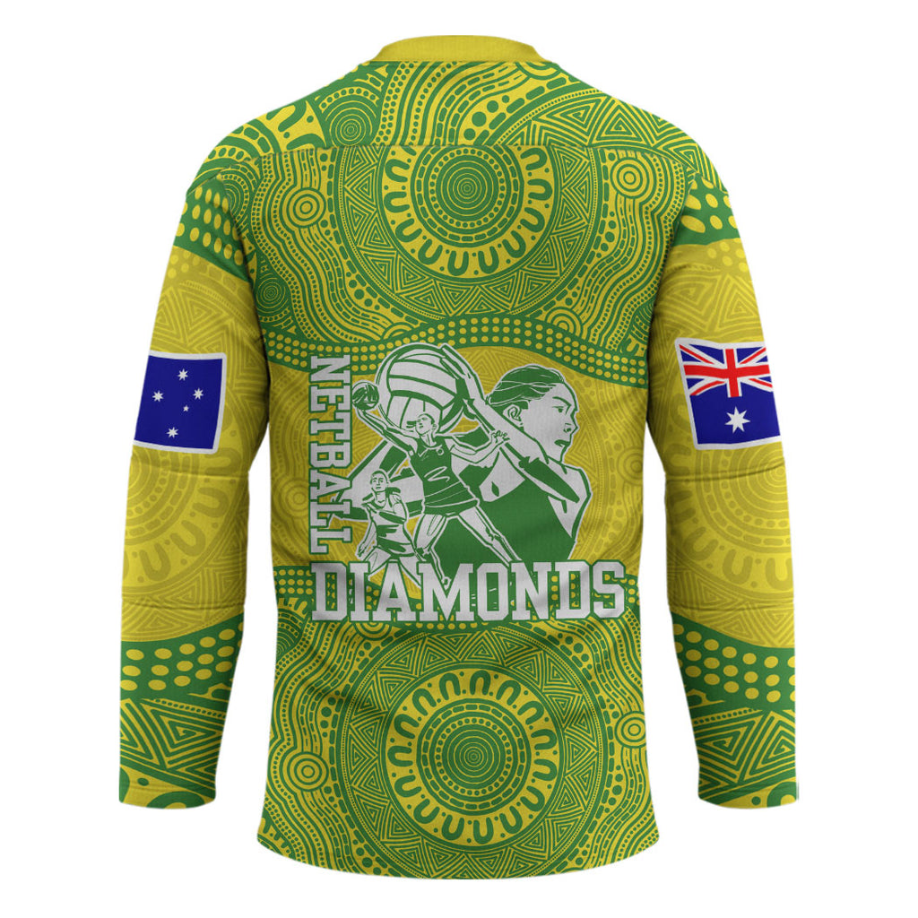 Australian Diamonds Netball Hockey Jersey Indigenous Aboriginal Art Style Dot Pattern Graphics