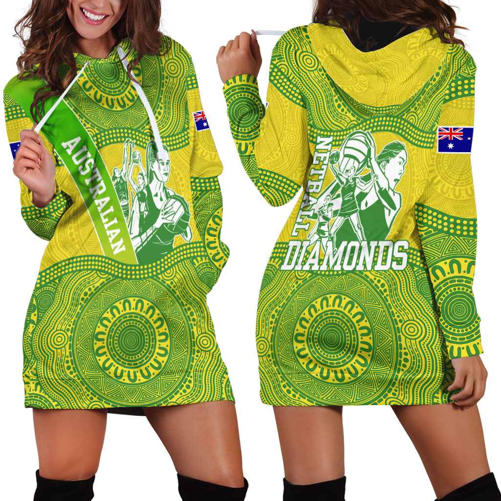 Australian Diamonds Netball Hoodie Dress Indigenous Aboriginal Art Style Dot Pattern Graphics
