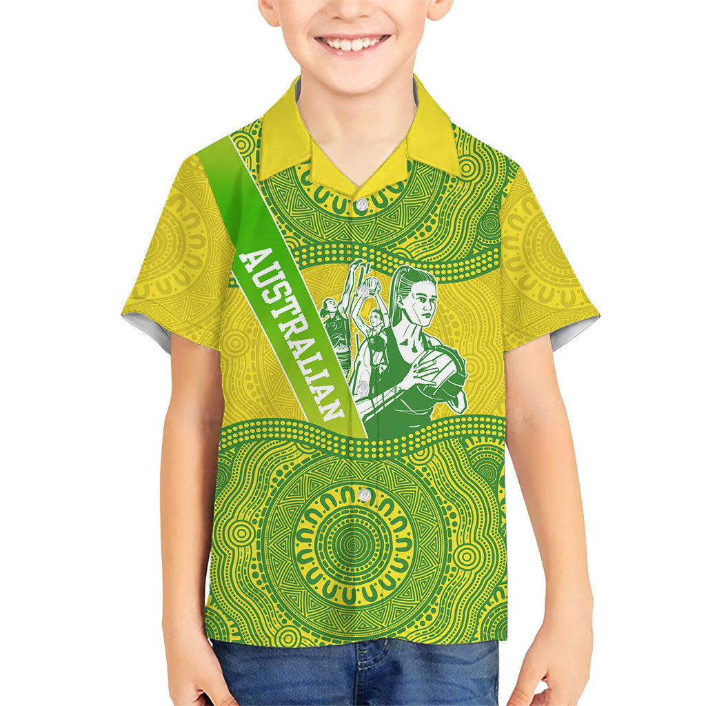 Australian Diamonds Netball Kid Hawaiian Shirt Indigenous Aboriginal Art Style Dot Pattern Graphics