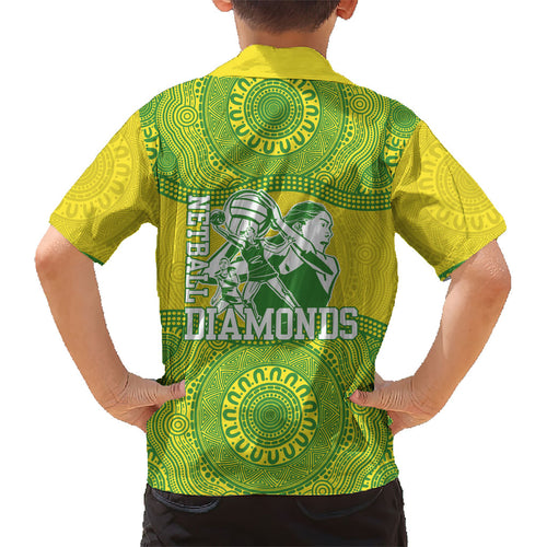 Australian Diamonds Netball Kid Hawaiian Shirt Indigenous Aboriginal Art Style Dot Pattern Graphics