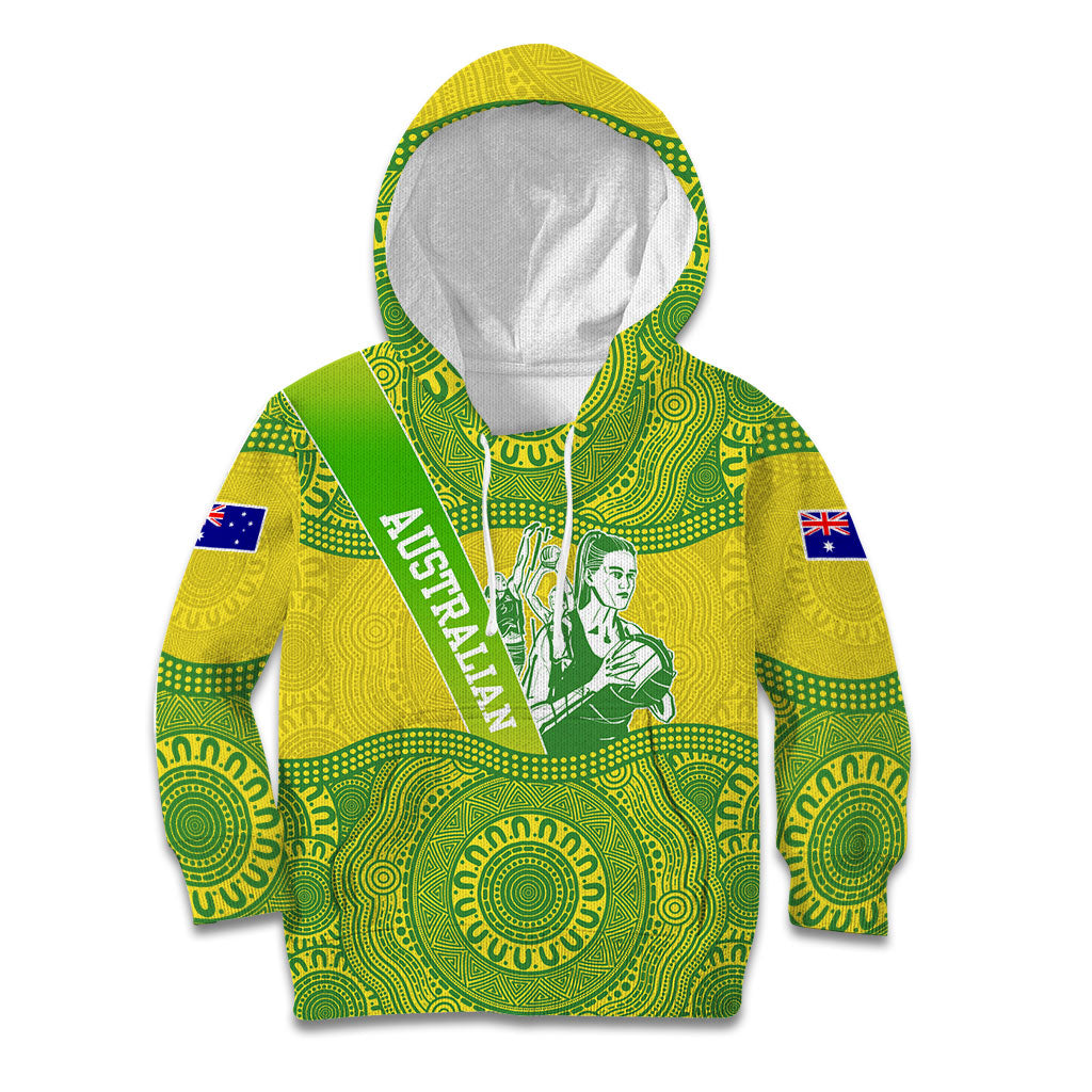 Australian Diamonds Netball Kid Hoodie Indigenous Aboriginal Art Style Dot Pattern Graphics