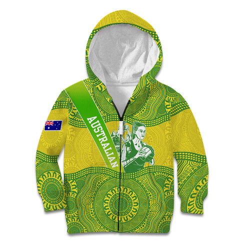 Australian Diamonds Netball Kid Hoodie Indigenous Aboriginal Art Style Dot Pattern Graphics