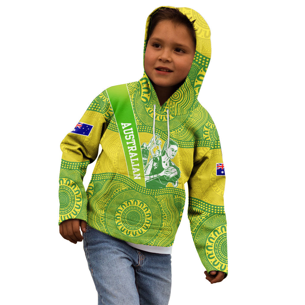 Australian Diamonds Netball Kid Hoodie Indigenous Aboriginal Art Style Dot Pattern Graphics