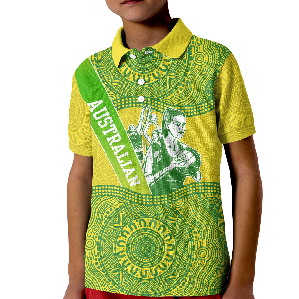 Australian Diamonds Netball Kid Polo Shirt Indigenous Aboriginal Art Style Dot Pattern Graphics