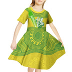 Australian Diamonds Netball Kid Short Sleeve Dress Indigenous Aboriginal Art Style Dot Pattern Graphics