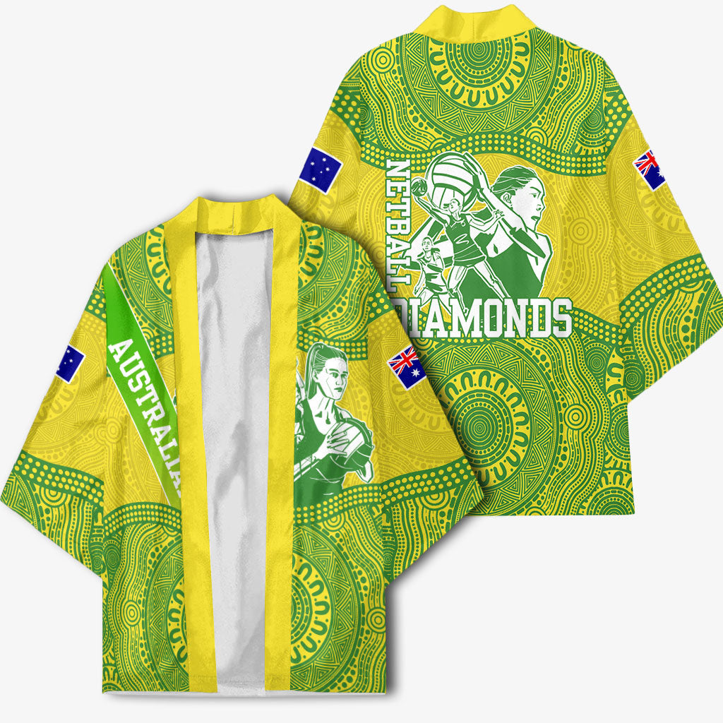 Australian Diamonds Netball Kimono Indigenous Aboriginal Art Style Dot Pattern Graphics
