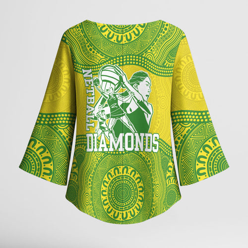 Australian Diamonds Netball Kimono Sleeve Blouse Indigenous Aboriginal Art Style Dot Pattern Graphics