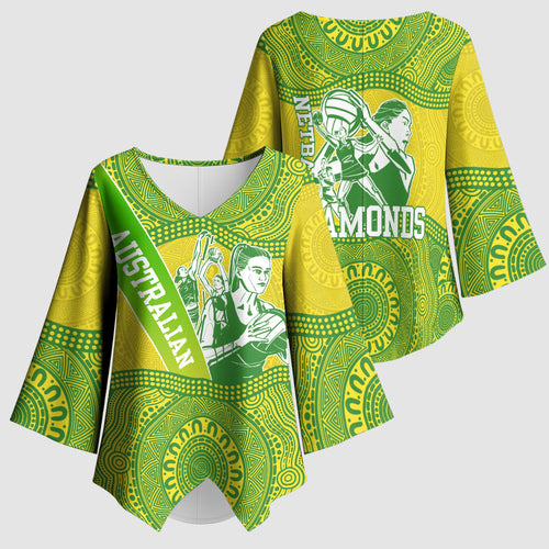 Australian Diamonds Netball Kimono Sleeve Blouse Indigenous Aboriginal Art Style Dot Pattern Graphics