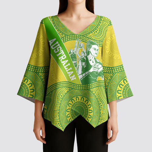 Australian Diamonds Netball Kimono Sleeve Blouse Indigenous Aboriginal Art Style Dot Pattern Graphics