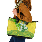Australian Diamonds Netball Leather Tote Bag Indigenous Aboriginal Art Style Dot Pattern Graphics