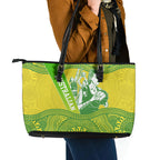Australian Diamonds Netball Leather Tote Bag Indigenous Aboriginal Art Style Dot Pattern Graphics