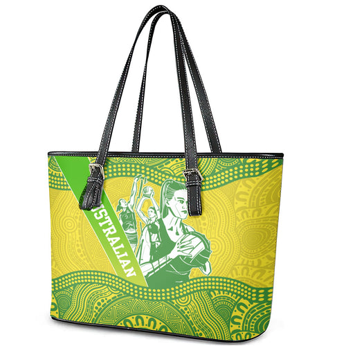Australian Diamonds Netball Leather Tote Bag Indigenous Aboriginal Art Style Dot Pattern Graphics
