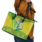 Australian Diamonds Netball Leather Tote Bag Indigenous Aboriginal Art Style Dot Pattern Graphics