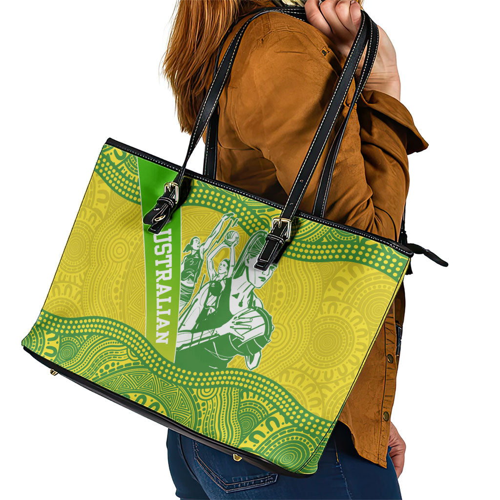 Australian Diamonds Netball Leather Tote Bag Indigenous Aboriginal Art Style Dot Pattern Graphics