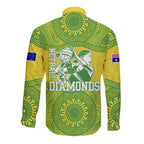 Australian Diamonds Netball Long Sleeve Button Shirt Indigenous Aboriginal Art Style Dot Pattern Graphics