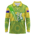 Australian Diamonds Netball Long Sleeve Polo Shirt Indigenous Aboriginal Art Style Dot Pattern Graphics