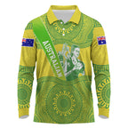 Australian Diamonds Netball Long Sleeve Polo Shirt Indigenous Aboriginal Art Style Dot Pattern Graphics