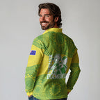Australian Diamonds Netball Long Sleeve Polo Shirt Indigenous Aboriginal Art Style Dot Pattern Graphics