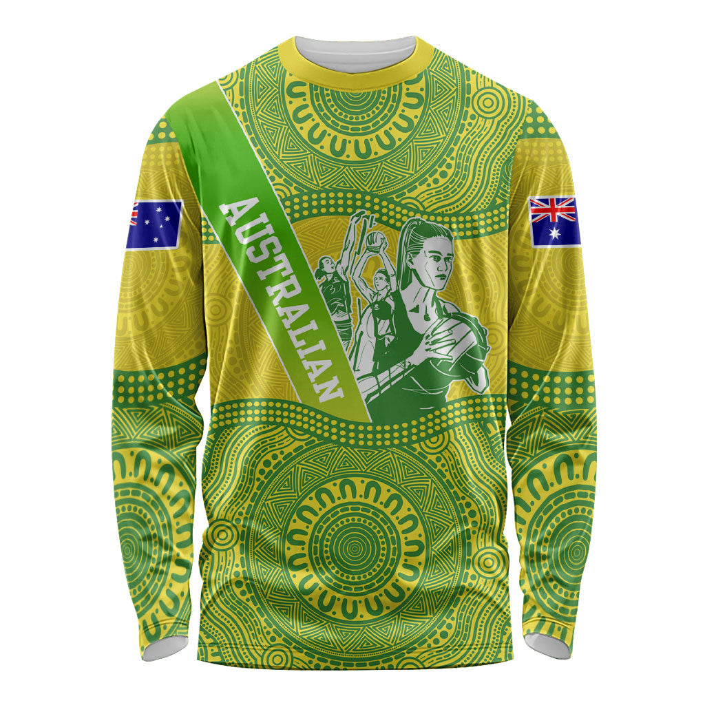 Australian Diamonds Netball Long Sleeve Shirt Indigenous Aboriginal Art Style Dot Pattern Graphics
