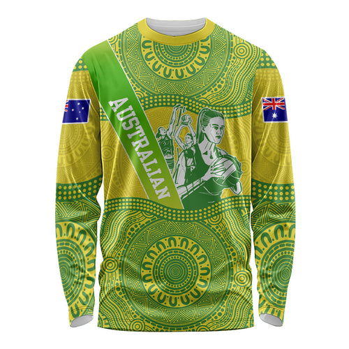 Australian Diamonds Netball Long Sleeve Shirt Indigenous Aboriginal Art Style Dot Pattern Graphics