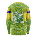 Australian Diamonds Netball Long Sleeve Shirt Indigenous Aboriginal Art Style Dot Pattern Graphics
