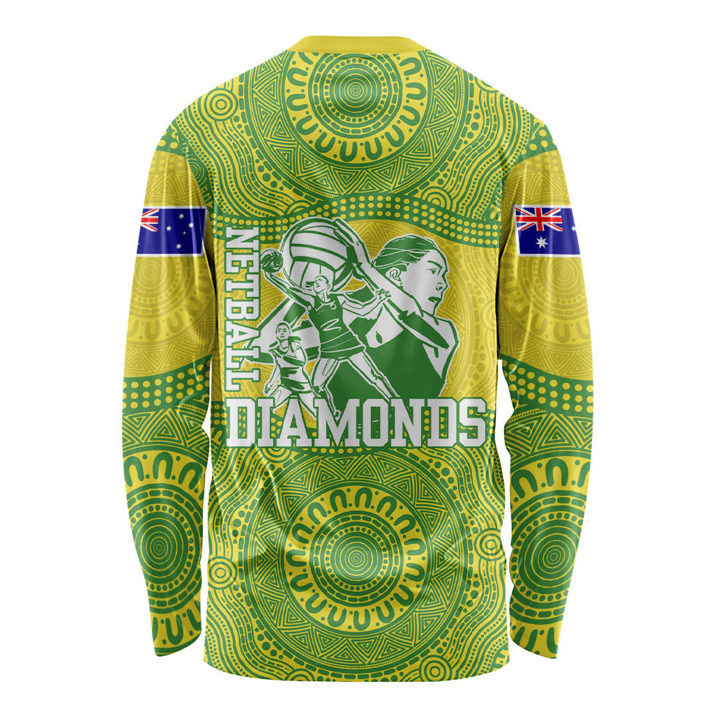 Australian Diamonds Netball Long Sleeve Shirt Indigenous Aboriginal Art Style Dot Pattern Graphics