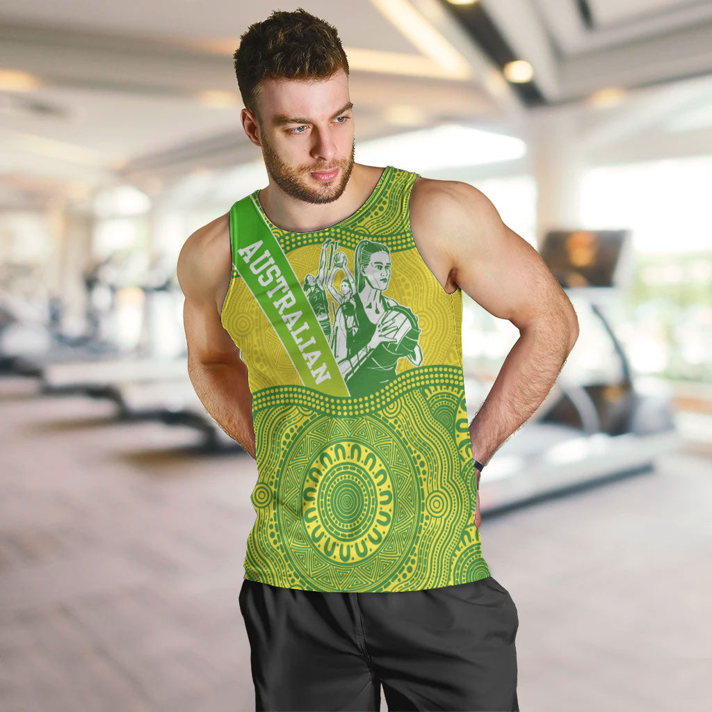 Australian Diamonds Netball Men Tank Top Indigenous Aboriginal Art Style Dot Pattern Graphics