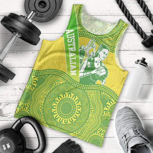 Australian Diamonds Netball Men Tank Top Indigenous Aboriginal Art Style Dot Pattern Graphics