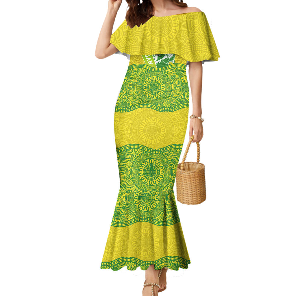 Australian Diamonds Netball Mermaid Dress Indigenous Aboriginal Art Style Dot Pattern Graphics
