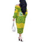 Australian Diamonds Netball Off The Shoulder Long Sleeve Dress Indigenous Aboriginal Art Style Dot Pattern Graphics