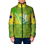 Australian Diamonds Netball Padded Jacket Indigenous Aboriginal Art Style Dot Pattern Graphics