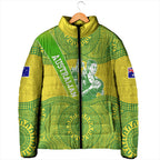 Australian Diamonds Netball Padded Jacket Indigenous Aboriginal Art Style Dot Pattern Graphics