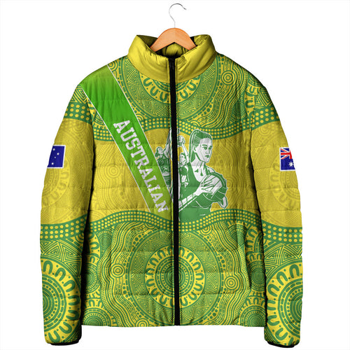 Australian Diamonds Netball Padded Jacket Indigenous Aboriginal Art Style Dot Pattern Graphics